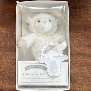 Pottery Barn White Plush Pacifier Holder